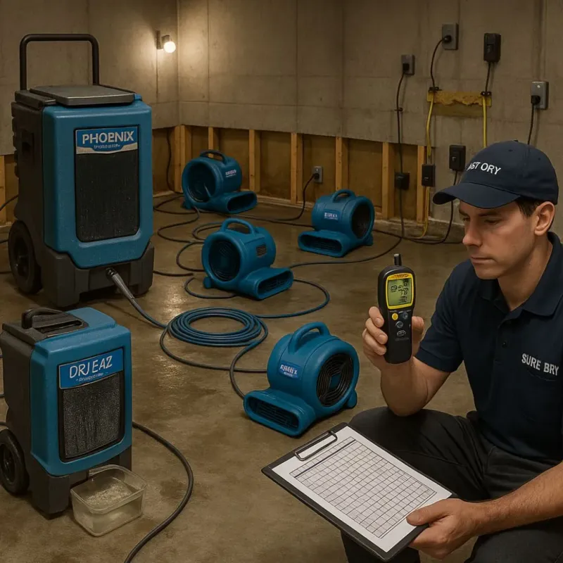 Structural Drying and Dehumidification process in Sheboygan Falls, WI